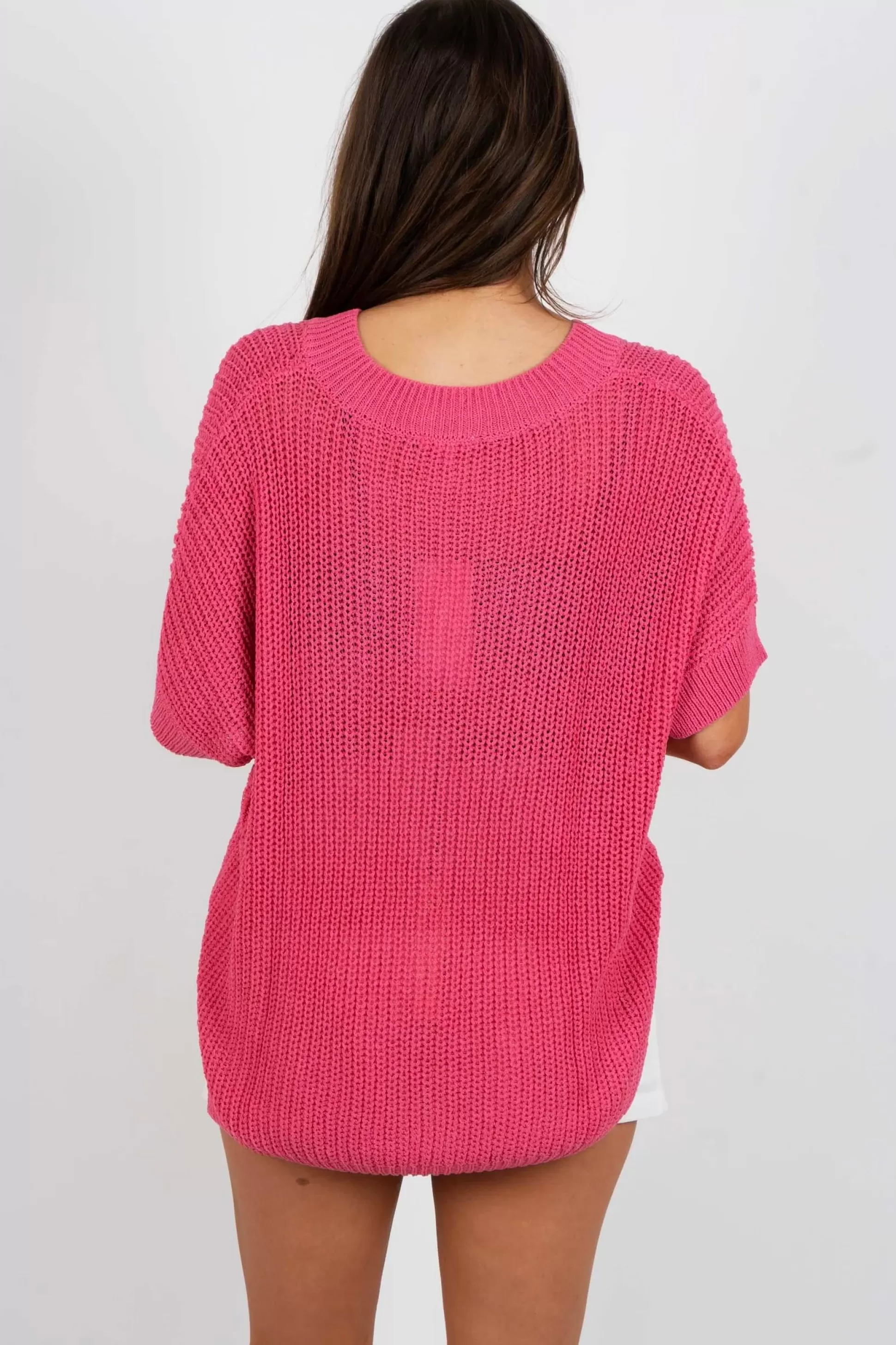 Blushing Brunette Another Chance Sweater (Hot Pink)>Women Sweaters