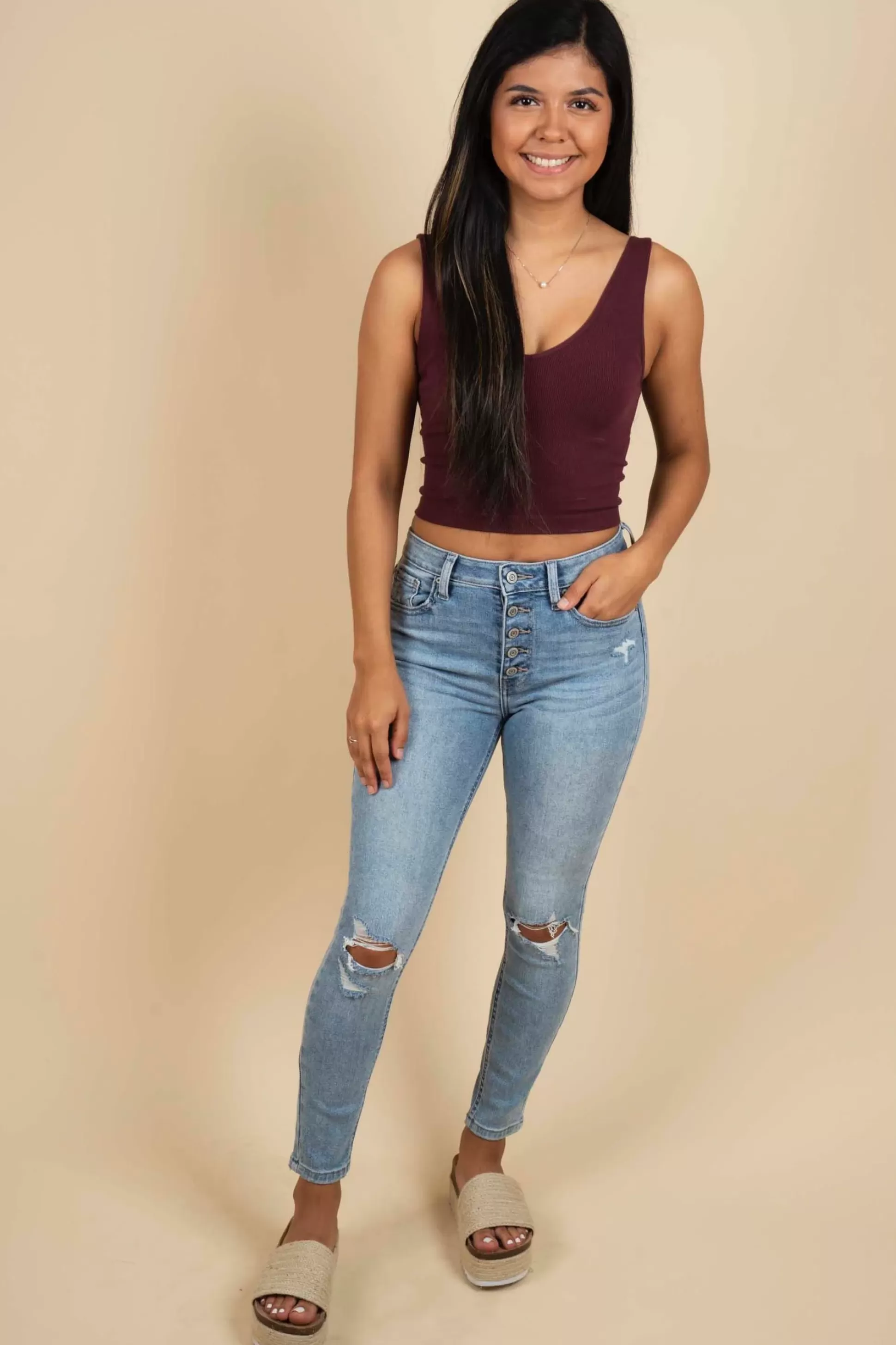 Blushing Brunette Clara High Rise Skinny Crop (Got The Blues)>Women Pants And Jeans