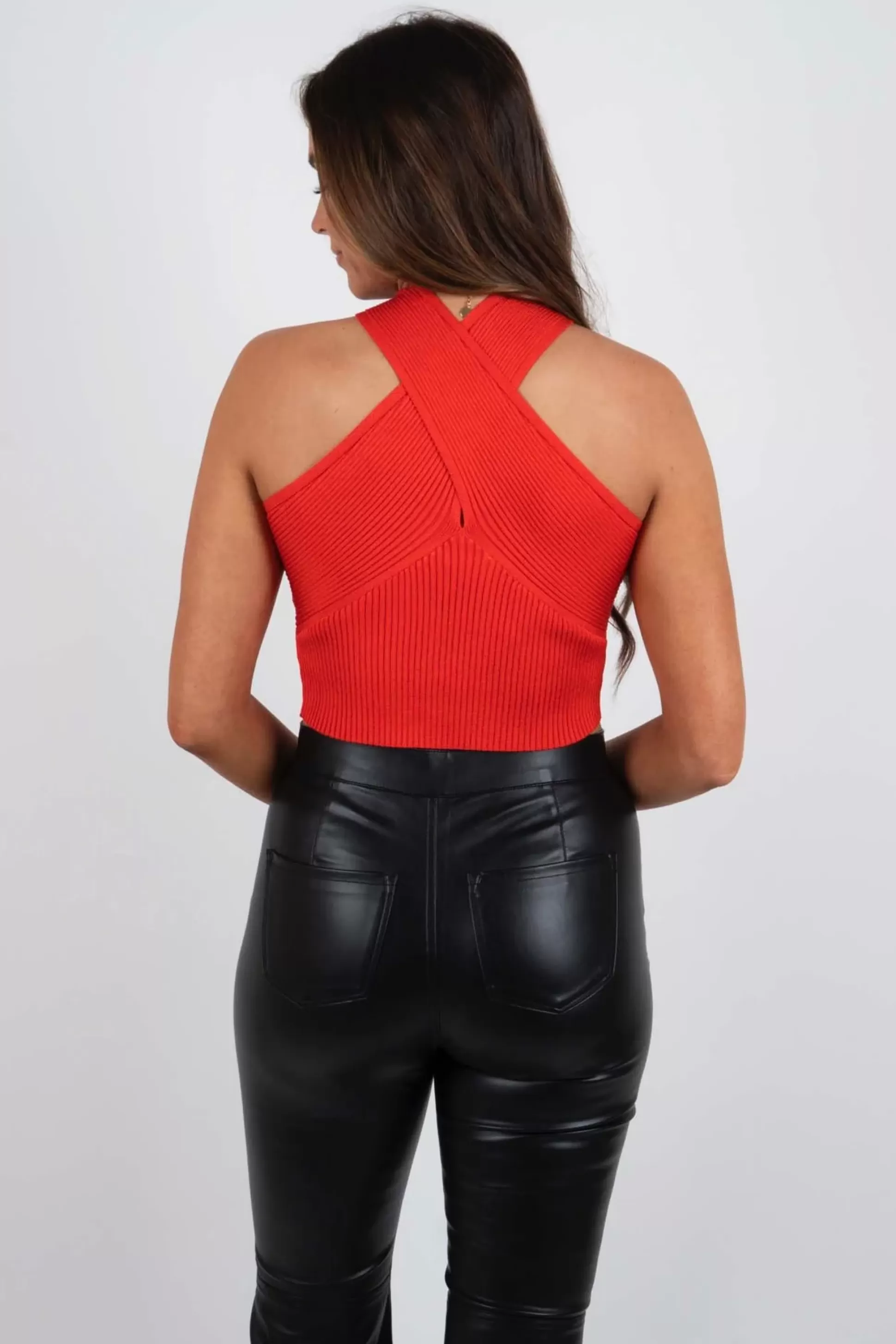 Blushing Brunette Dive Into The New Top (Candy Red)>Women Crop Tops