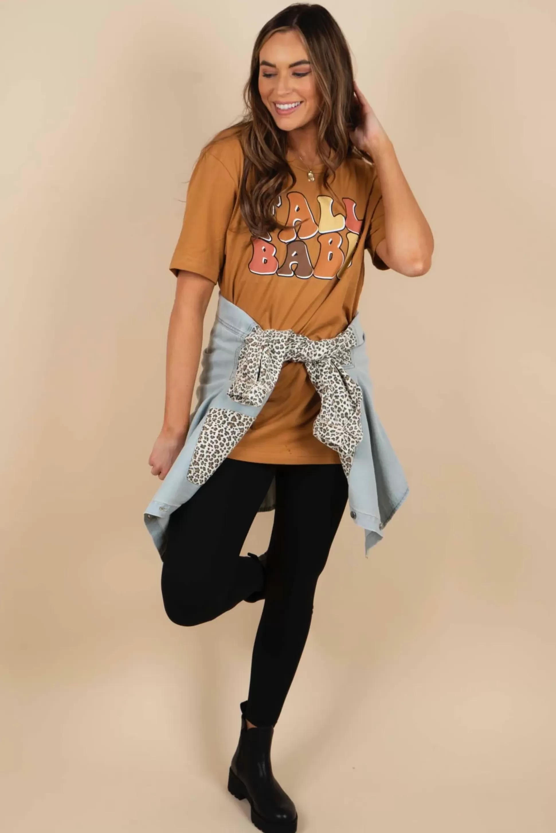 Blushing Brunette Fall Babe Graphic Tee>Women Graphics