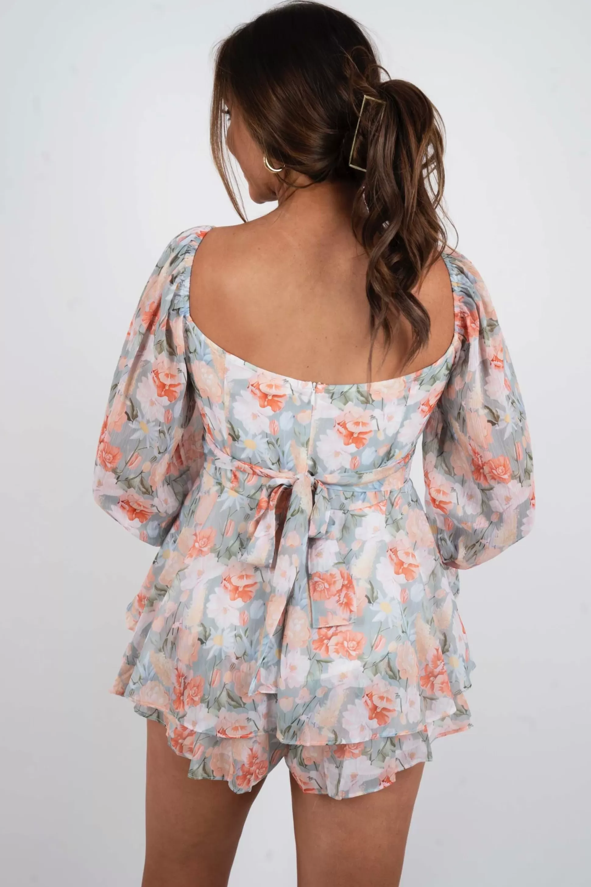 Blushing Brunette Free As A Bird Romper (Multi Green)>Women Rompers