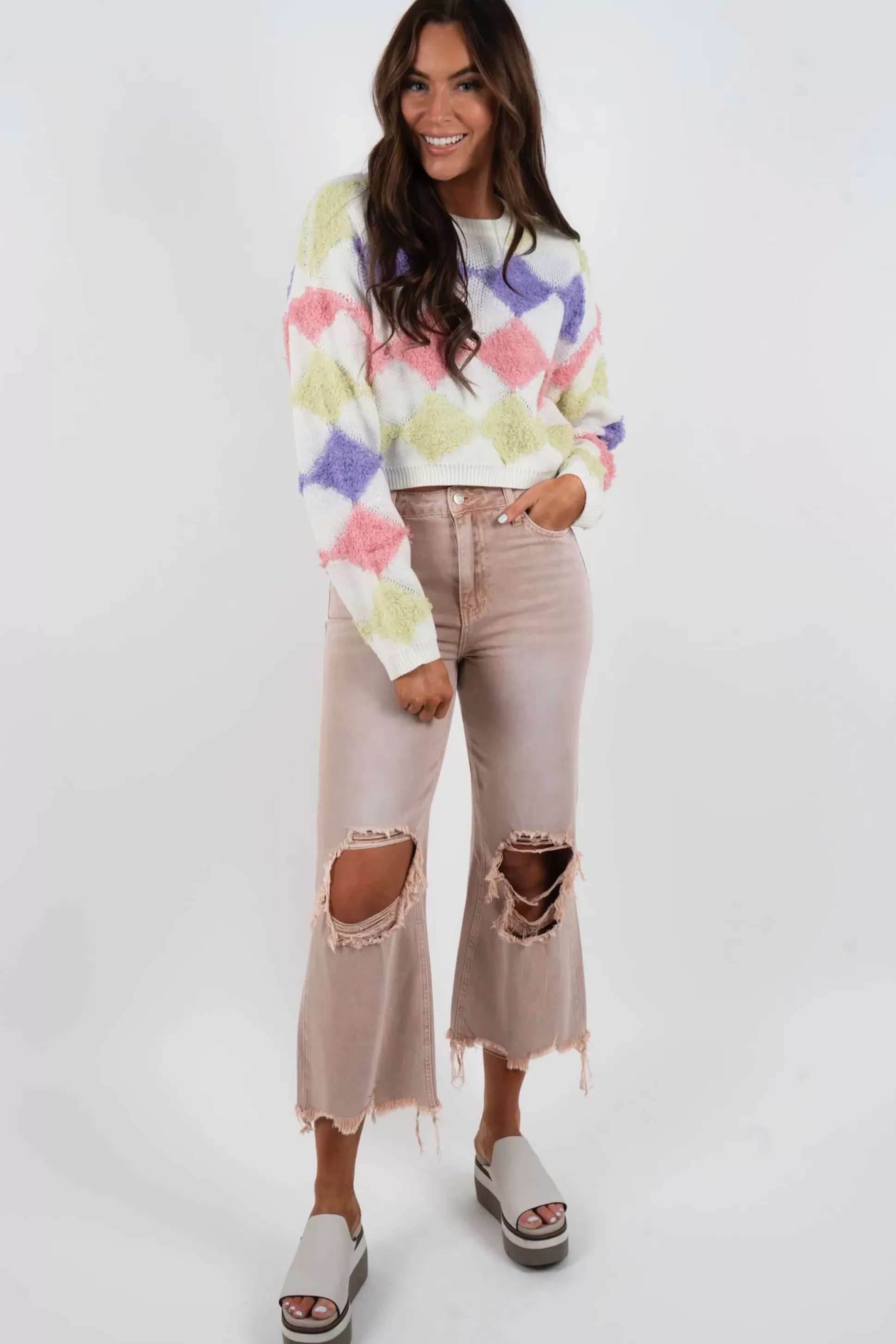 Blushing Brunette Fun & Free Cropped Jeans (July Song)>Women Pants And Jeans