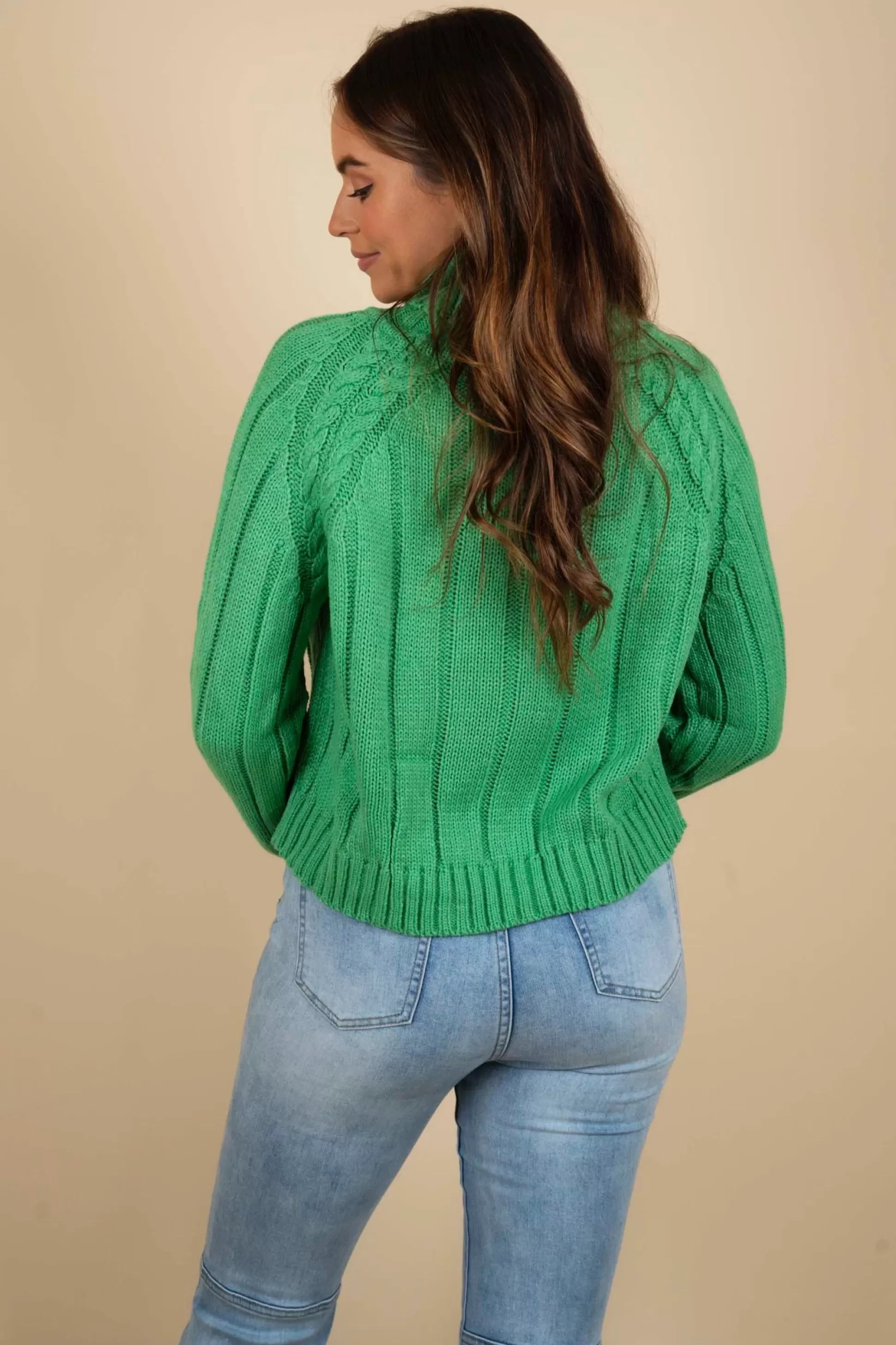 Blushing Brunette Give Me Life Sweater (Green)>Women Sweaters