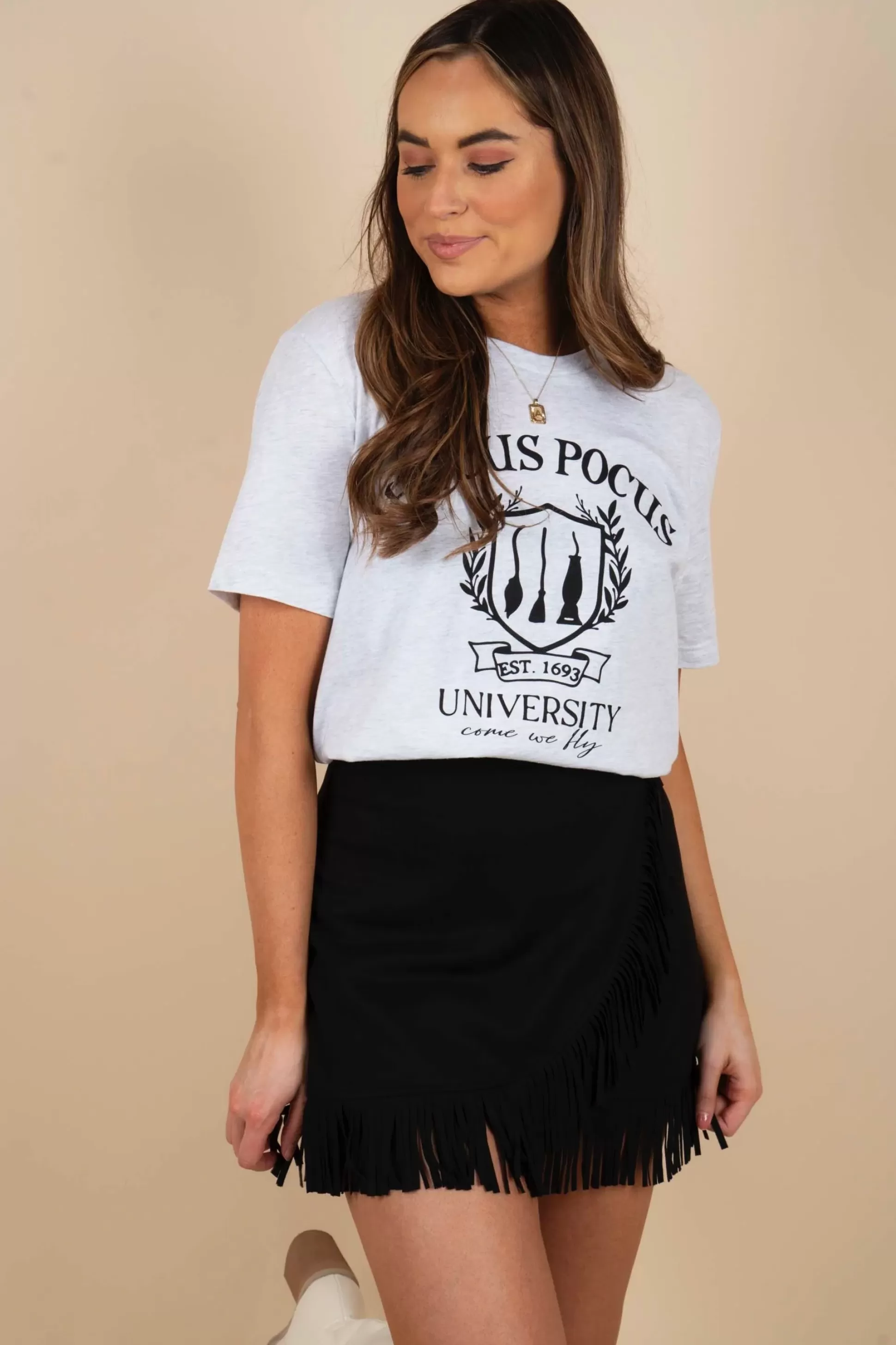 Blushing Brunette Hocus Pocus University Graphic Tee>Women Graphics