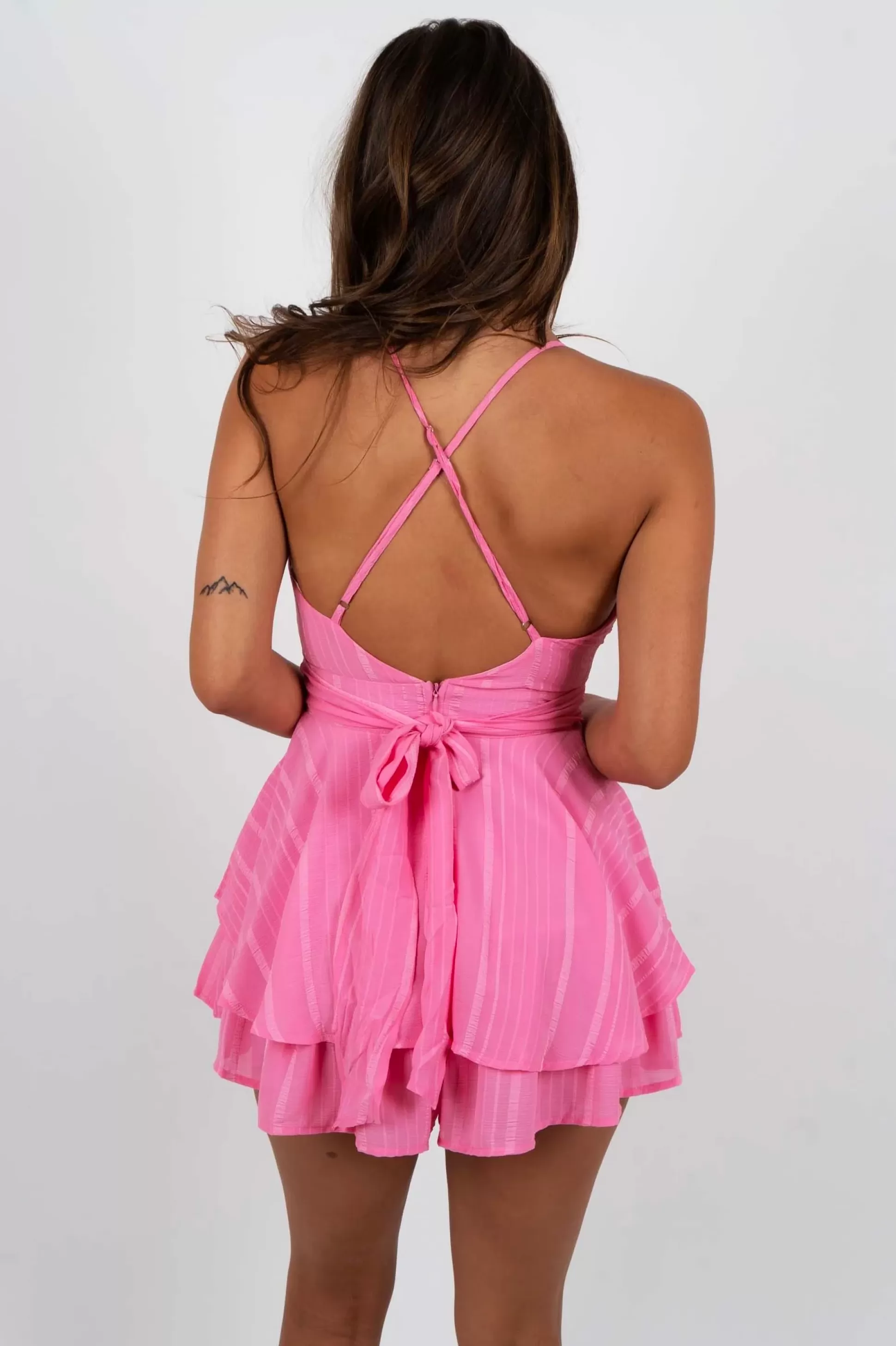 Blushing Brunette Imagine This Love Romper (Candy Pink)>Women Rompers