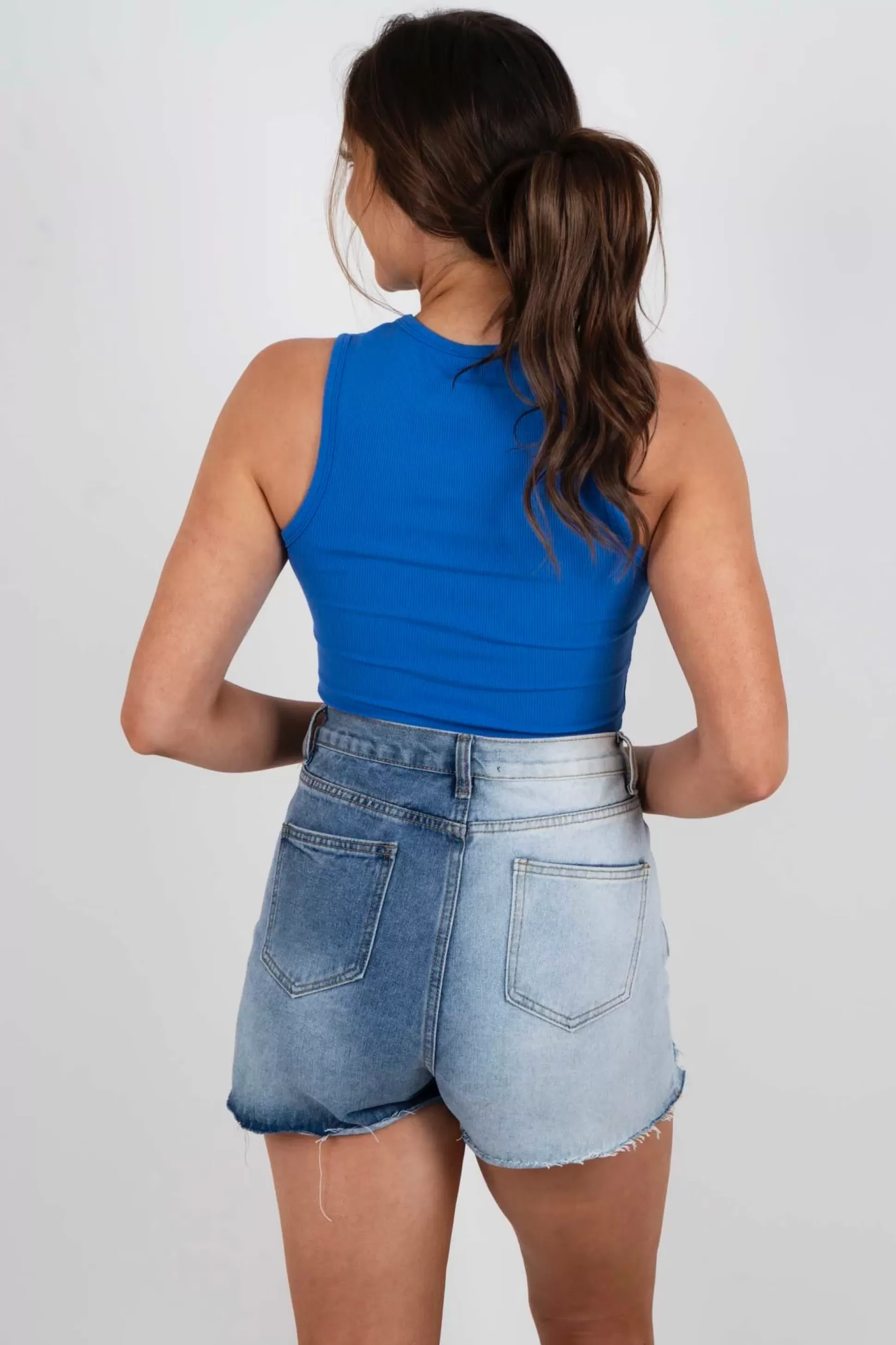 Blushing Brunette Jennifer Tank (Cobalt)>Women Sleeveless + Tanks