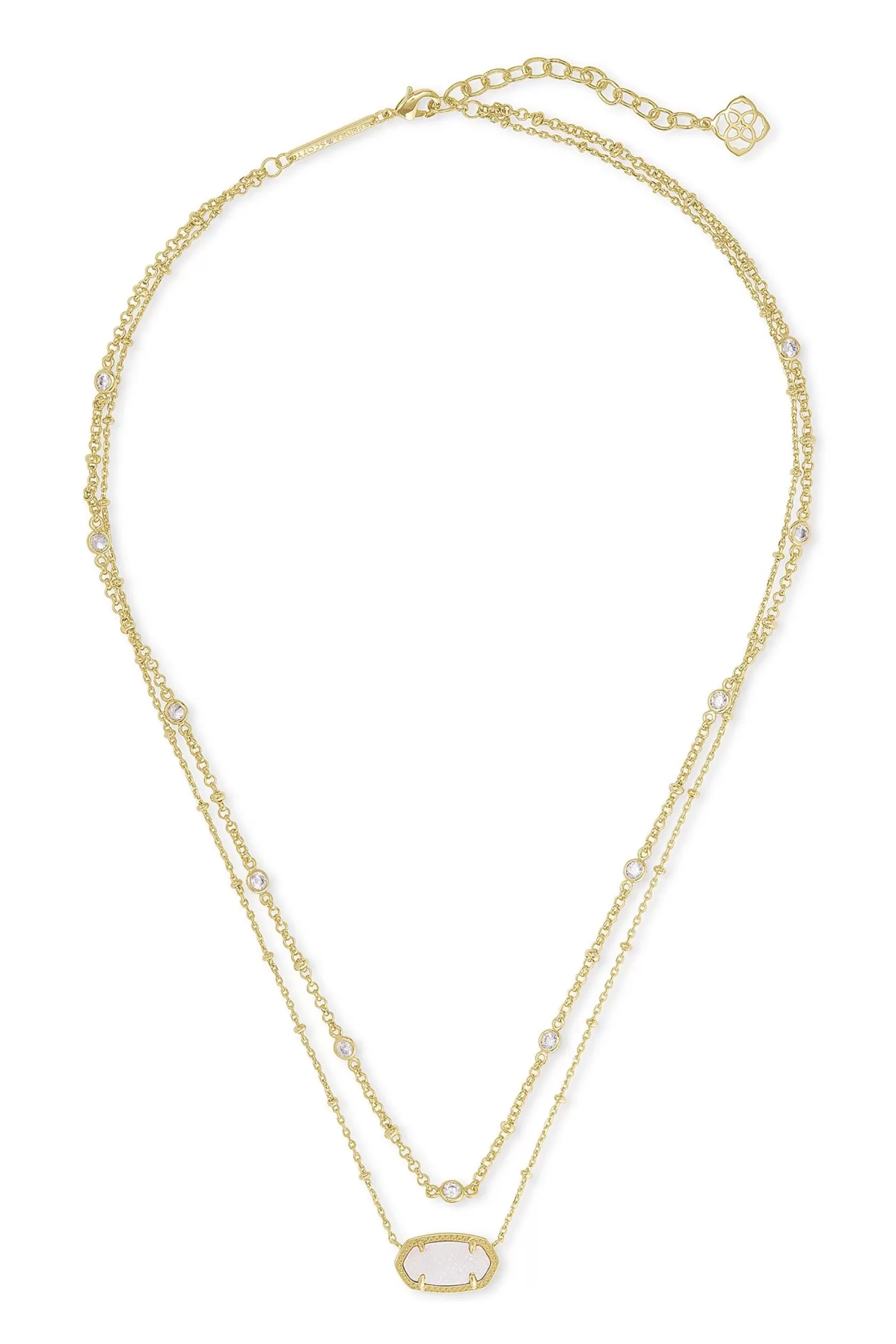 Blushing Brunette Kendra Scott Elisa Multi Strand Necklace Gold Iridescent Drusy>Women Jewelry