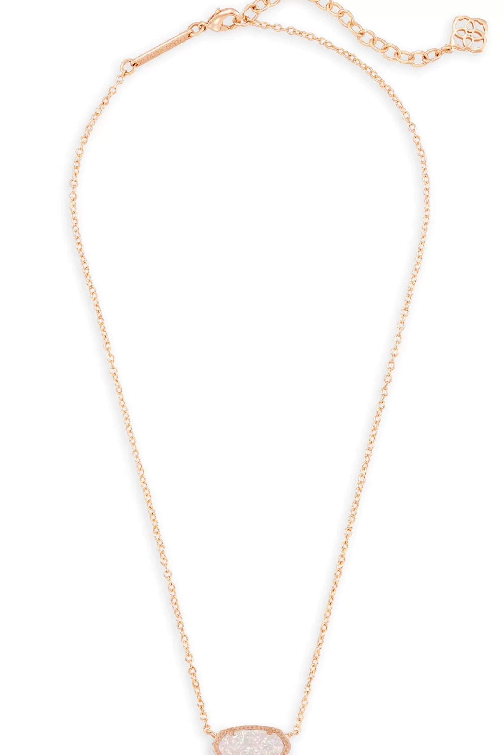 Blushing Brunette Kendra Scott Elisa Pendant Necklace Rose Gold Iridescent Drusy>Women Jewelry