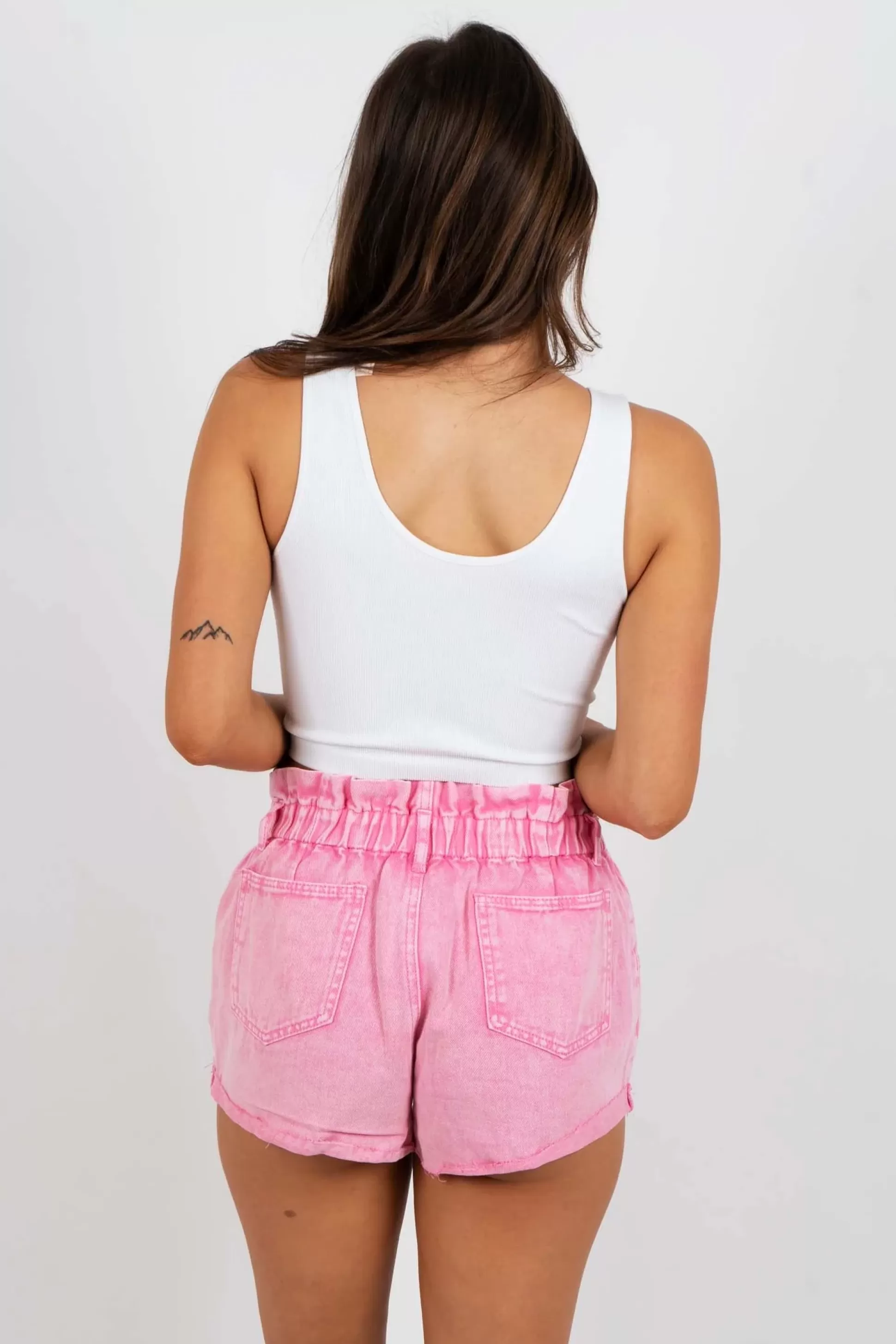 Blushing Brunette More To Gain Paperbag Shorts (Pink)>Women Shorts