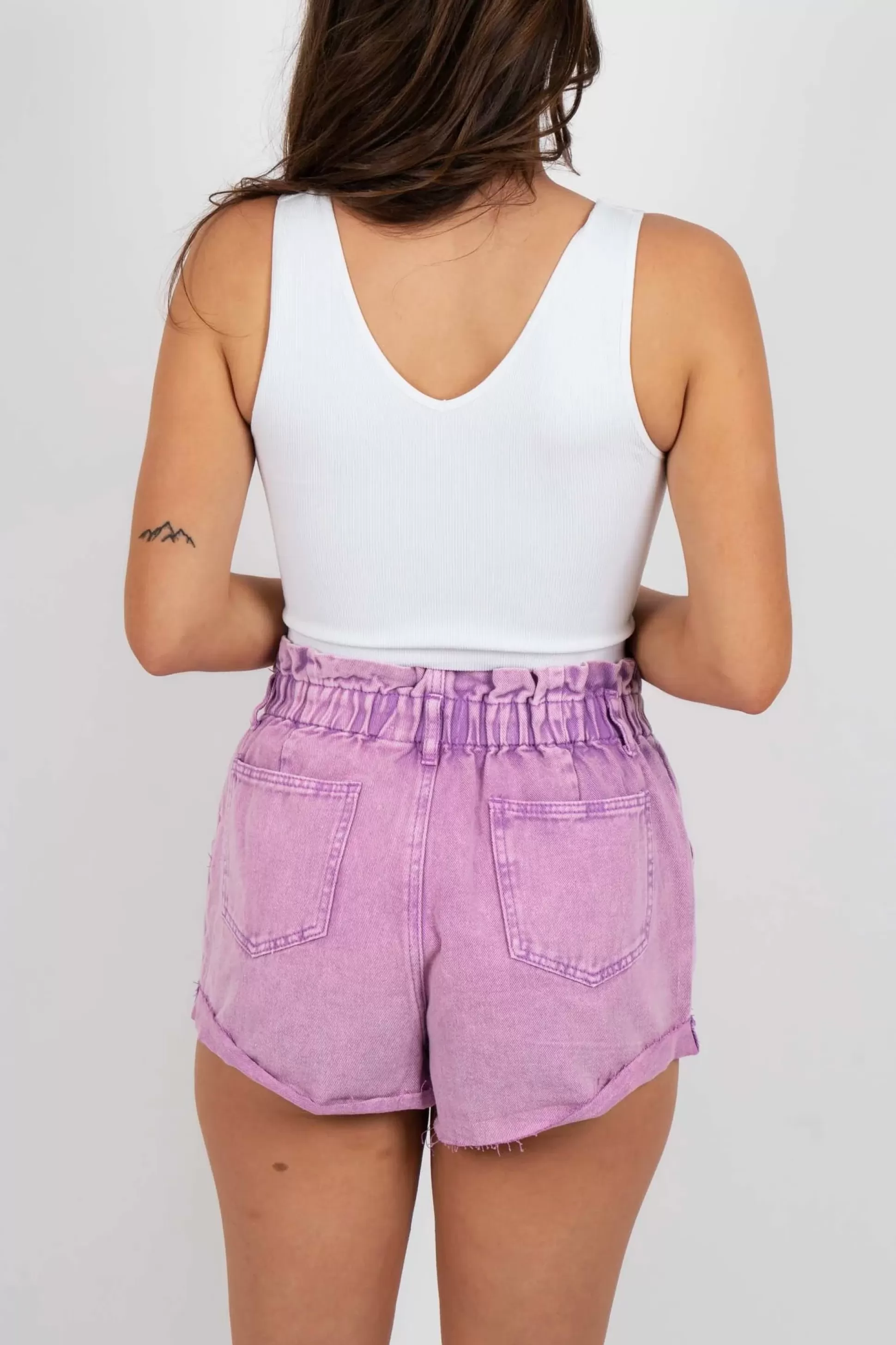 Blushing Brunette More To Gain Paperbag Shorts (Washed Acai Berry)>Women Shorts