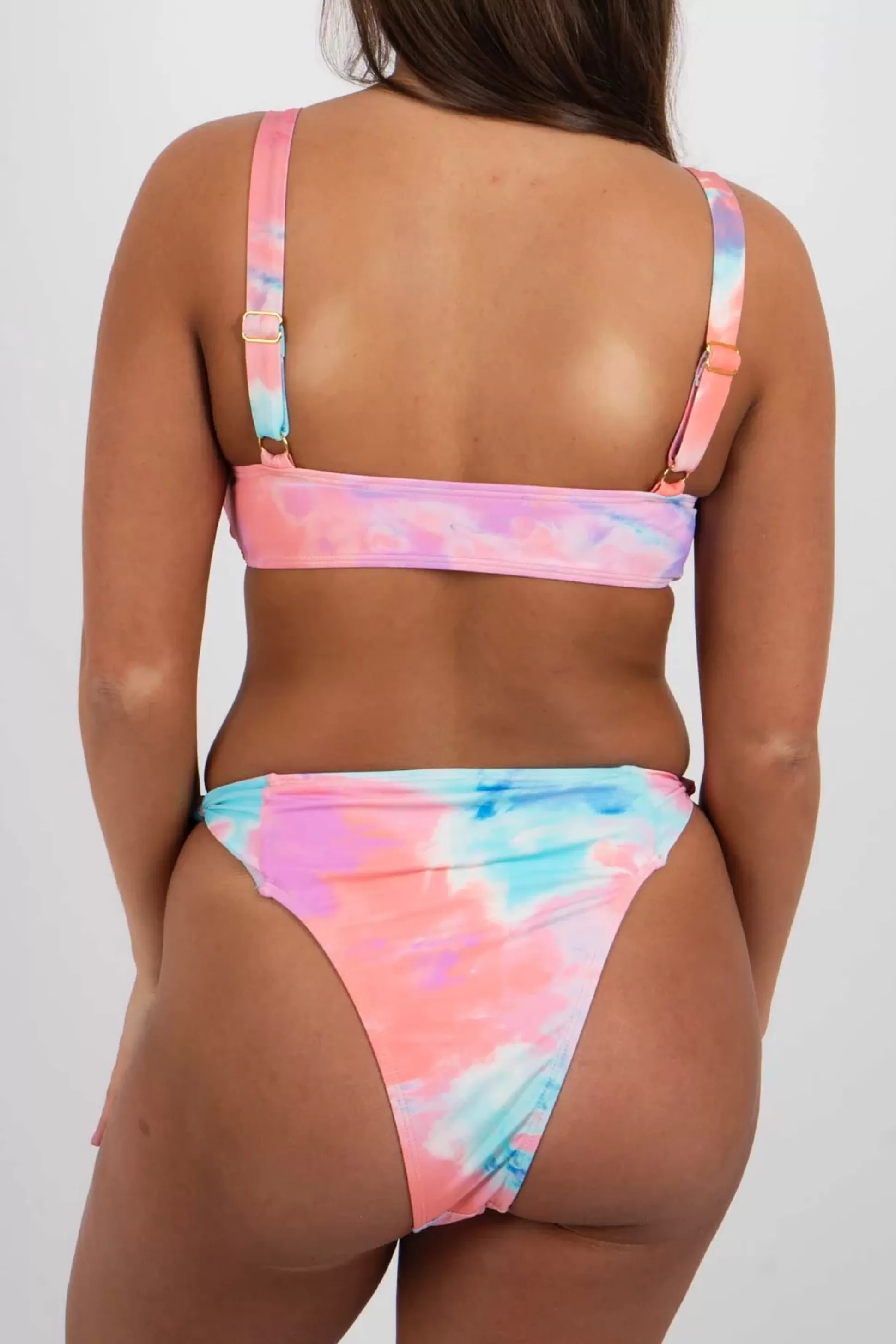 Blushing Brunette On The Tide Swimsuit Bottom (Pink Tie Dye)>Women Two Piece Swimsuits