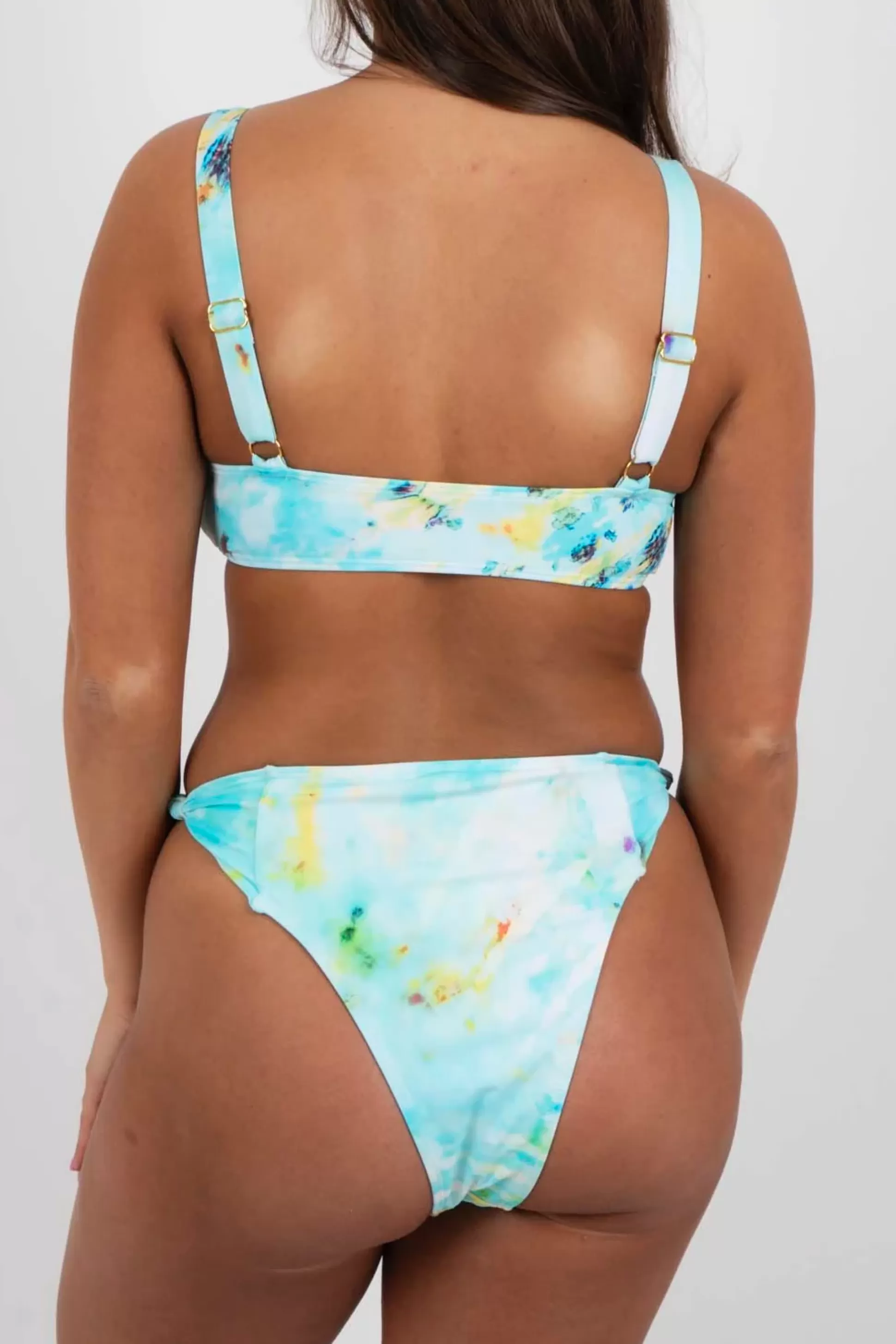 Blushing Brunette On The Tide Swimsuit Bottom (White Tie Dye)>Women Two Piece Swimsuits