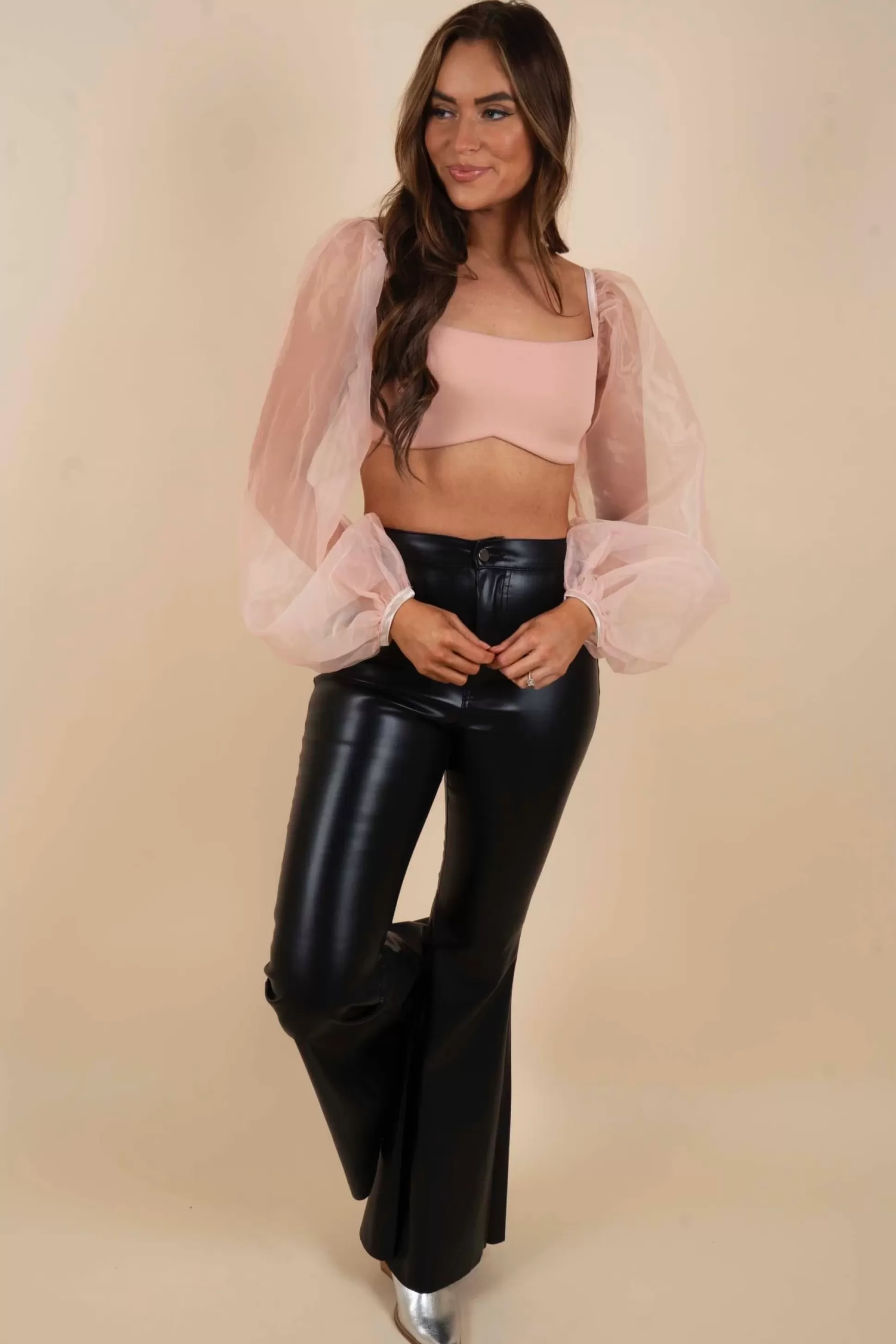 Blushing Brunette On The Way Leather Flares>Women Bell Bottoms/Flares