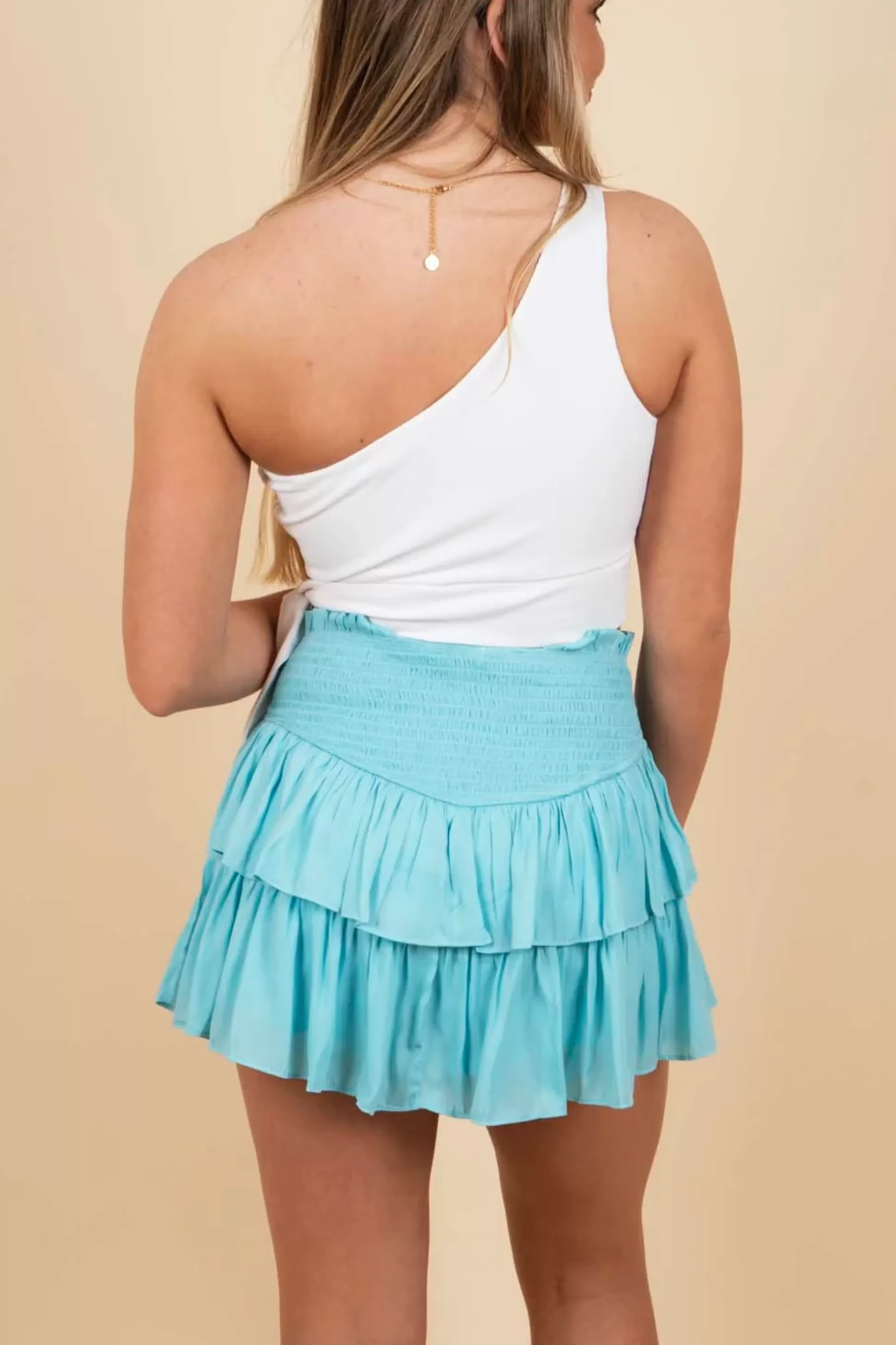 Blushing Brunette Parting Ways Skirt (Milky Blue)>Women Skirts And Skorts