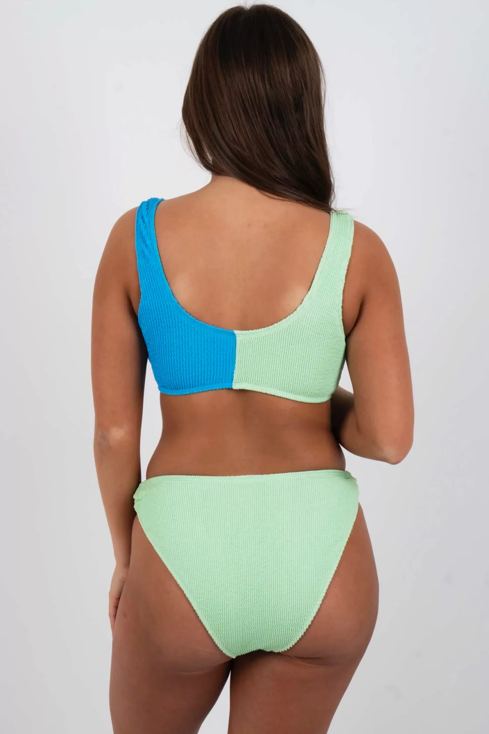 Blushing Brunette Poolside Retreat Swimsuit Bottom (Blue/Mint)>Women Two Piece Swimsuits