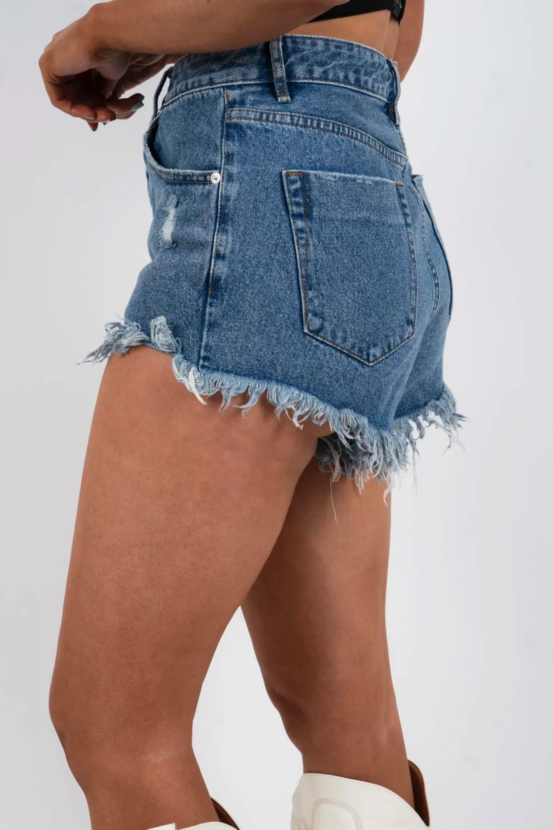 Blushing Brunette Runs On Dreams Distressed Shorts>Women Shorts