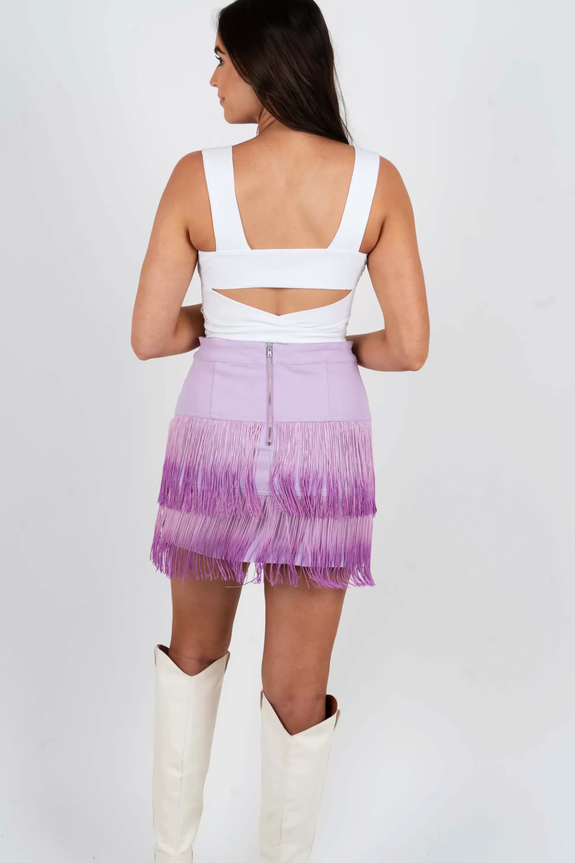 Blushing Brunette Showered With Love Skirt (Lavender)>Women Skirts And Skorts