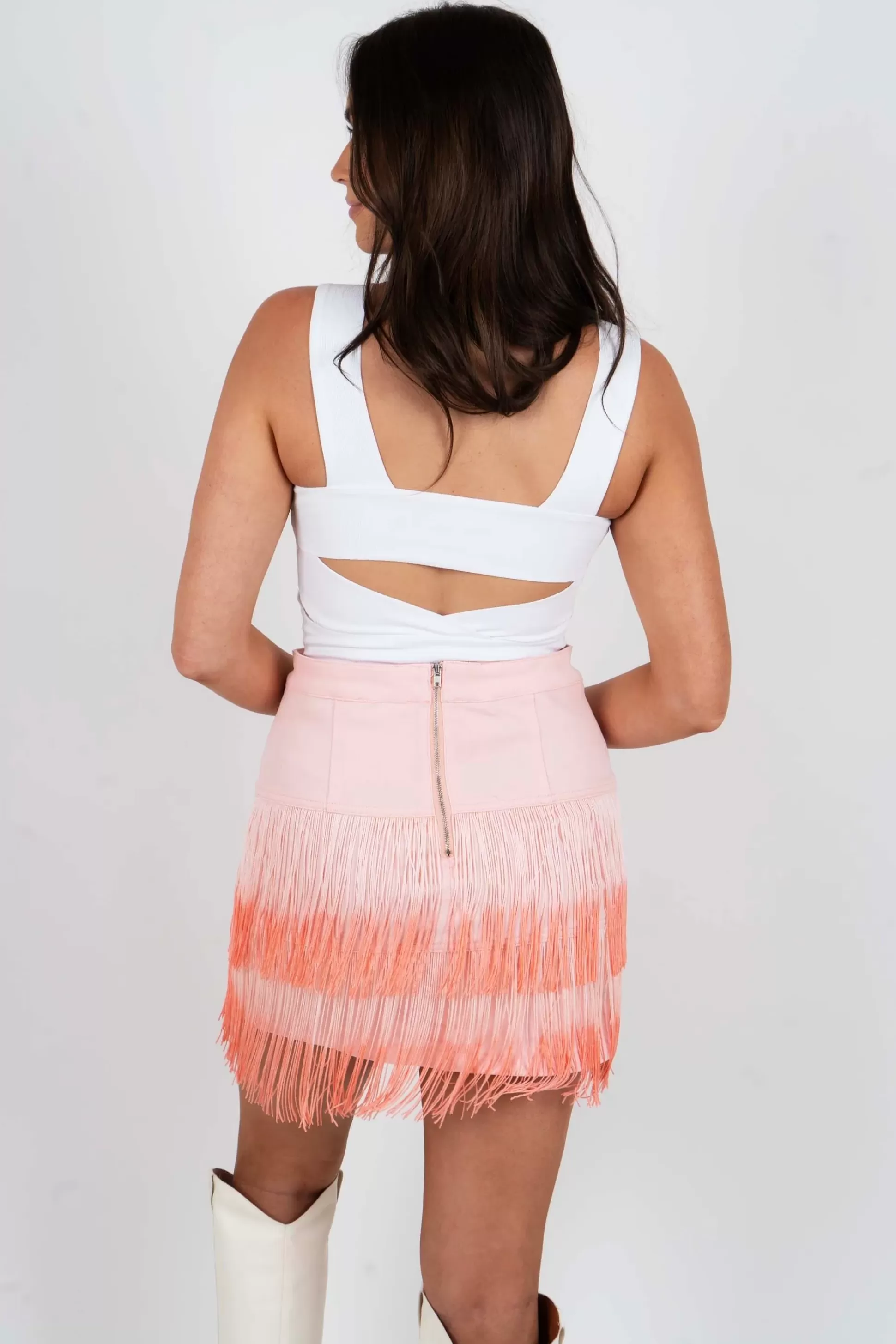 Blushing Brunette Showered With Love Skirt (Peach)>Women Skirts And Skorts