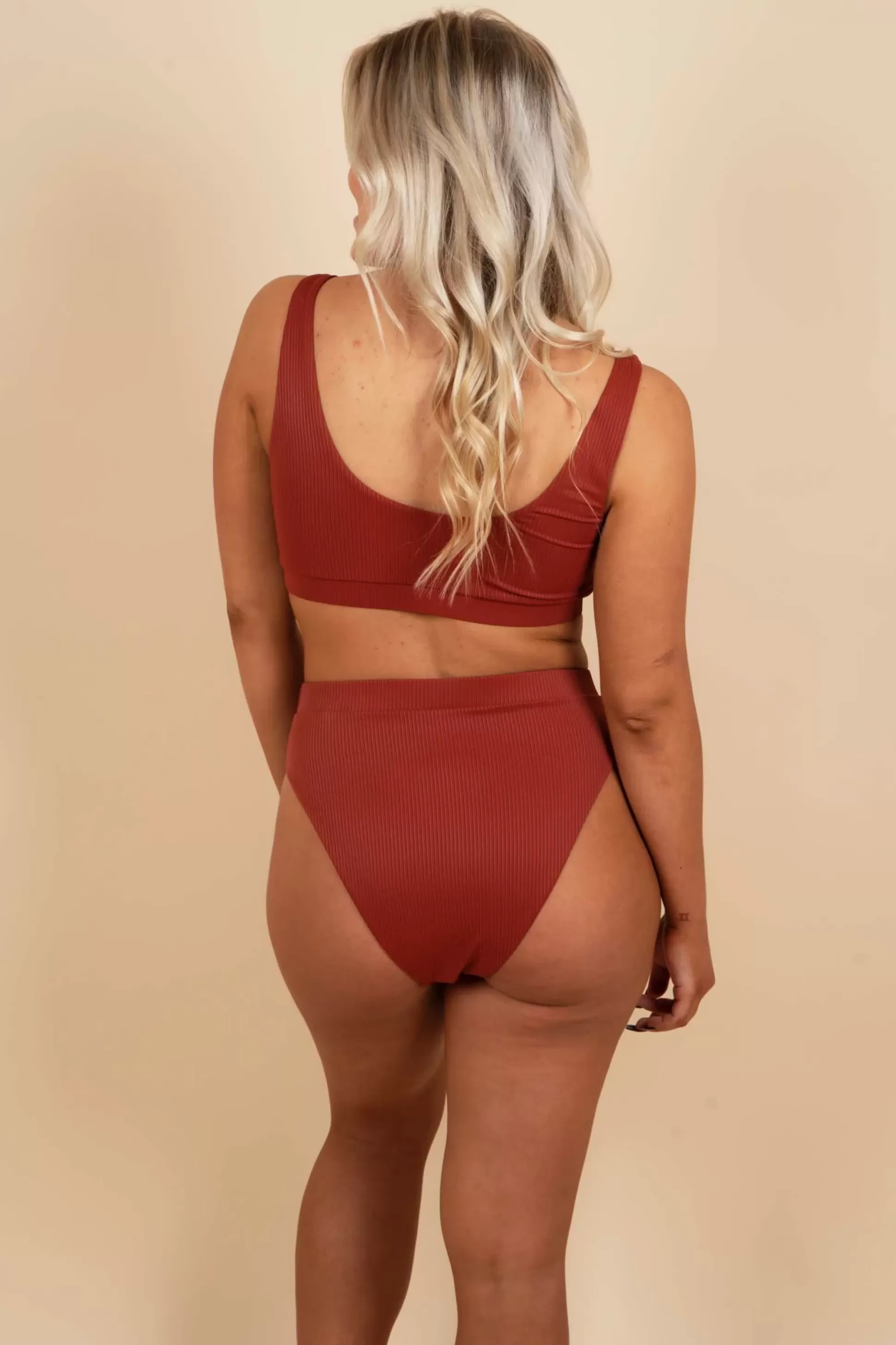 Blushing Brunette Sunset Secrets Swimsuit Bottom (Rust)>Women Two Piece Swimsuits