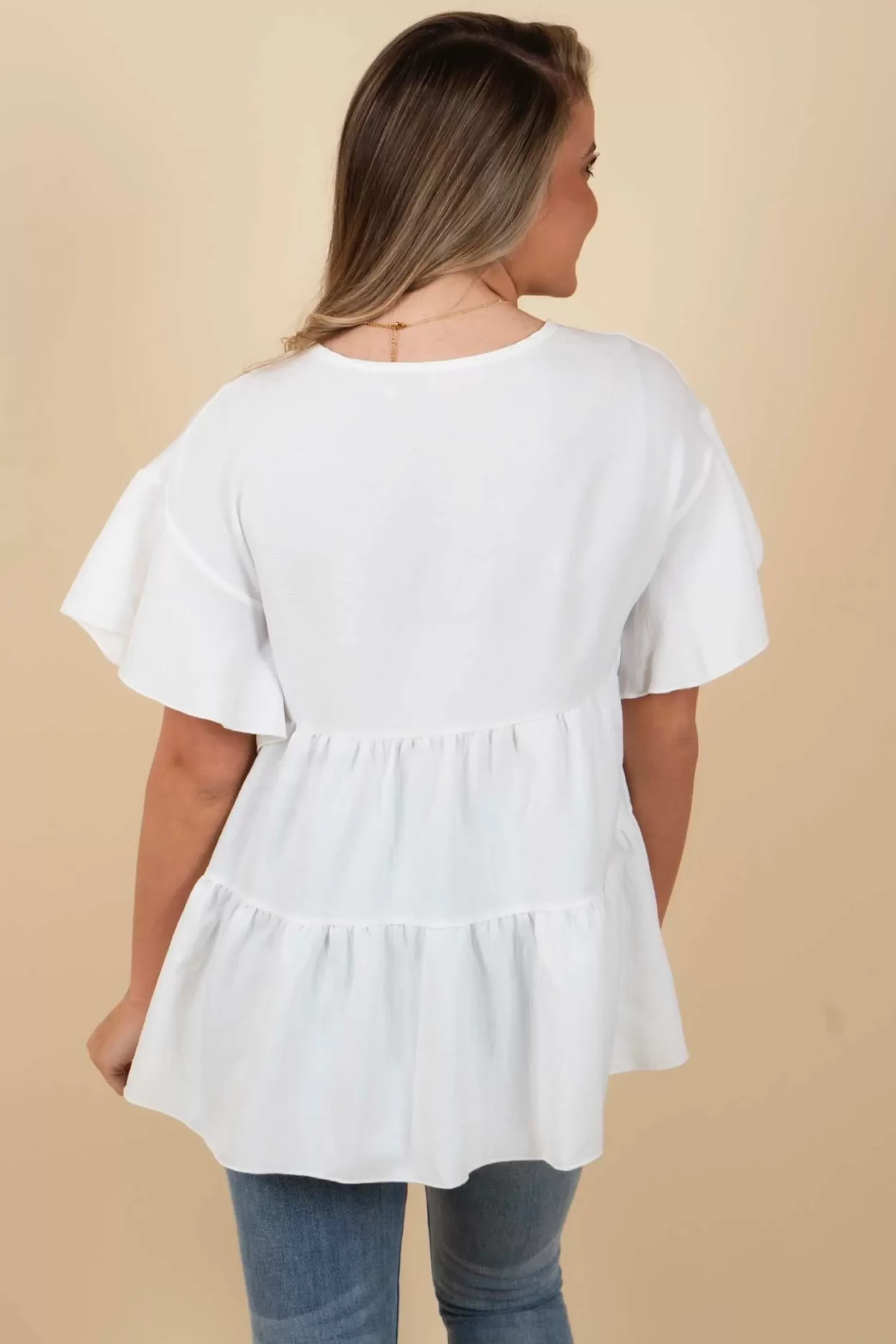 Blushing Brunette Sweet And Charming Top (Ivory)>Women Blouses