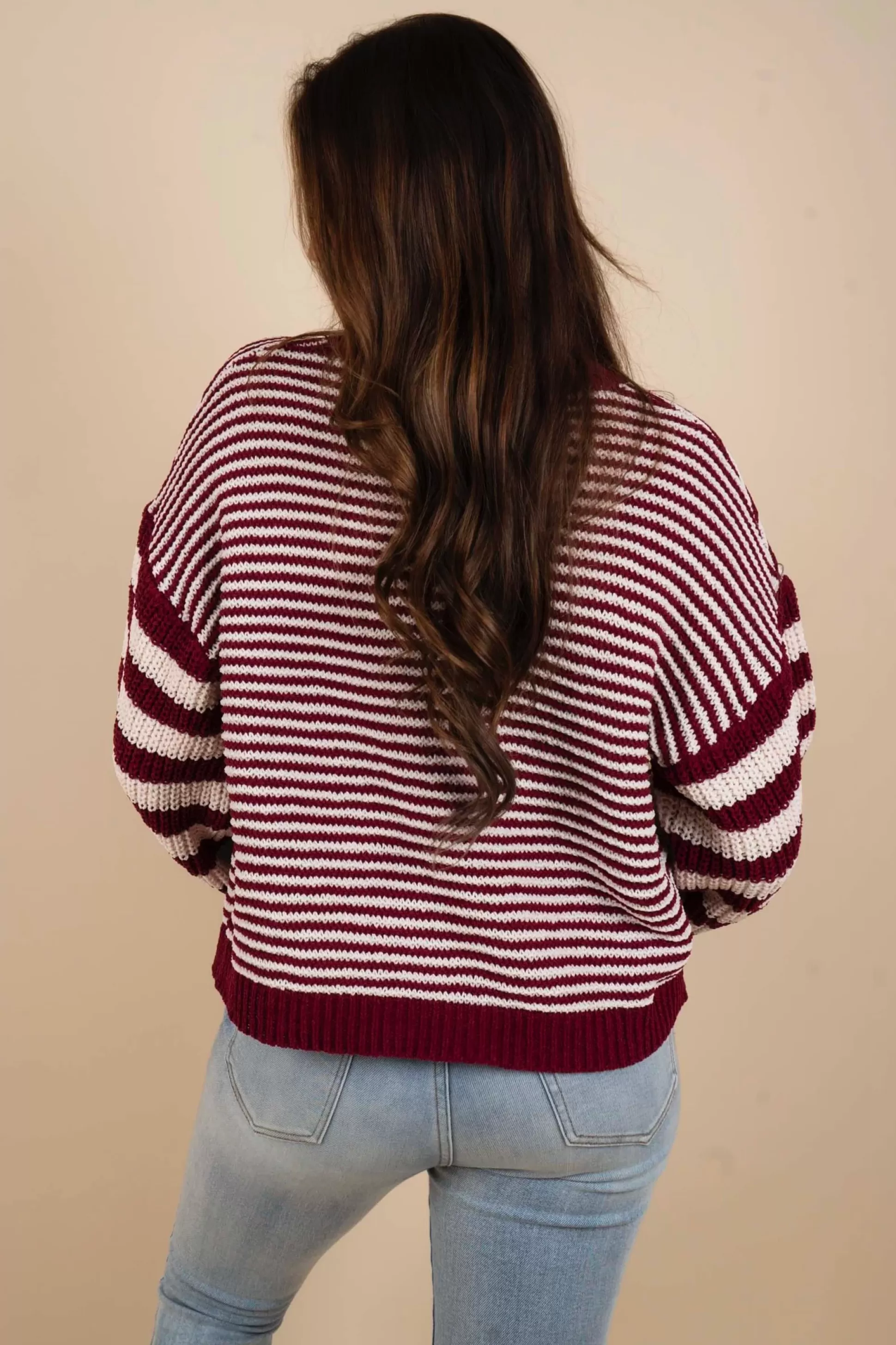 Blushing Brunette The Way I Love You Sweater (Burgundy)>Women Sweaters