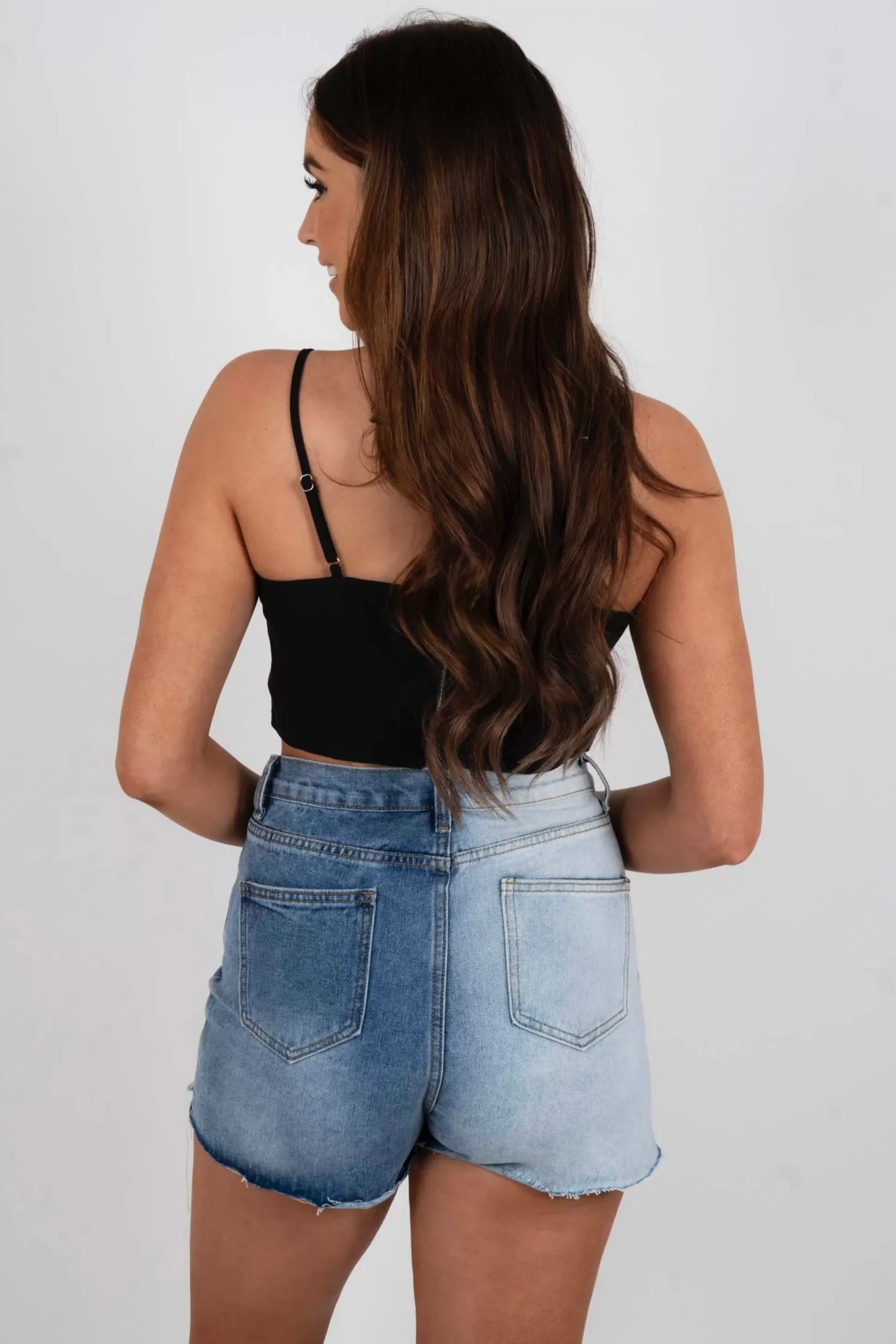 Blushing Brunette Through The Night Crop Top (Black)>Women Crop Tops