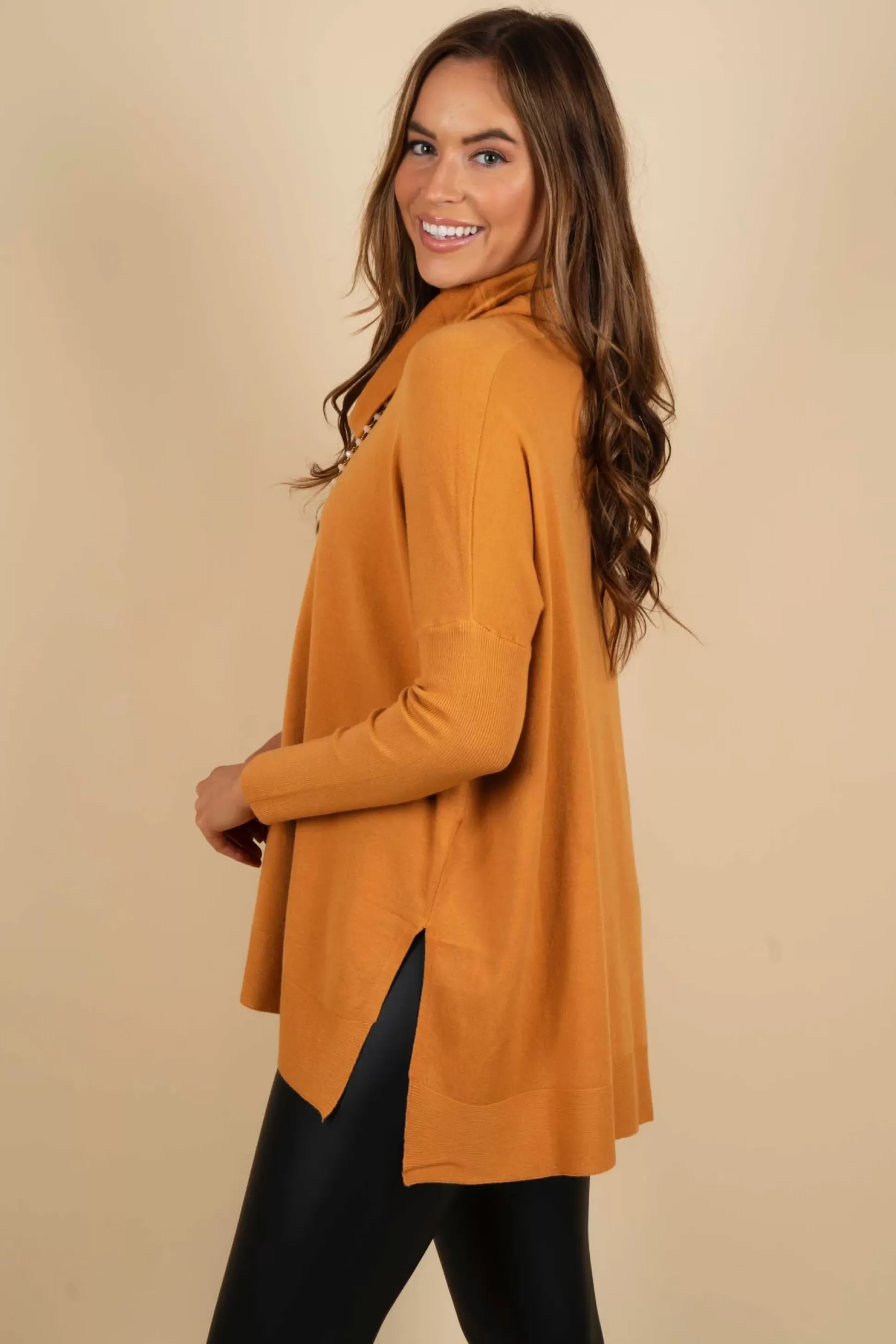 Blushing Brunette Told You So Tunic (Camel)>Women Sweaters