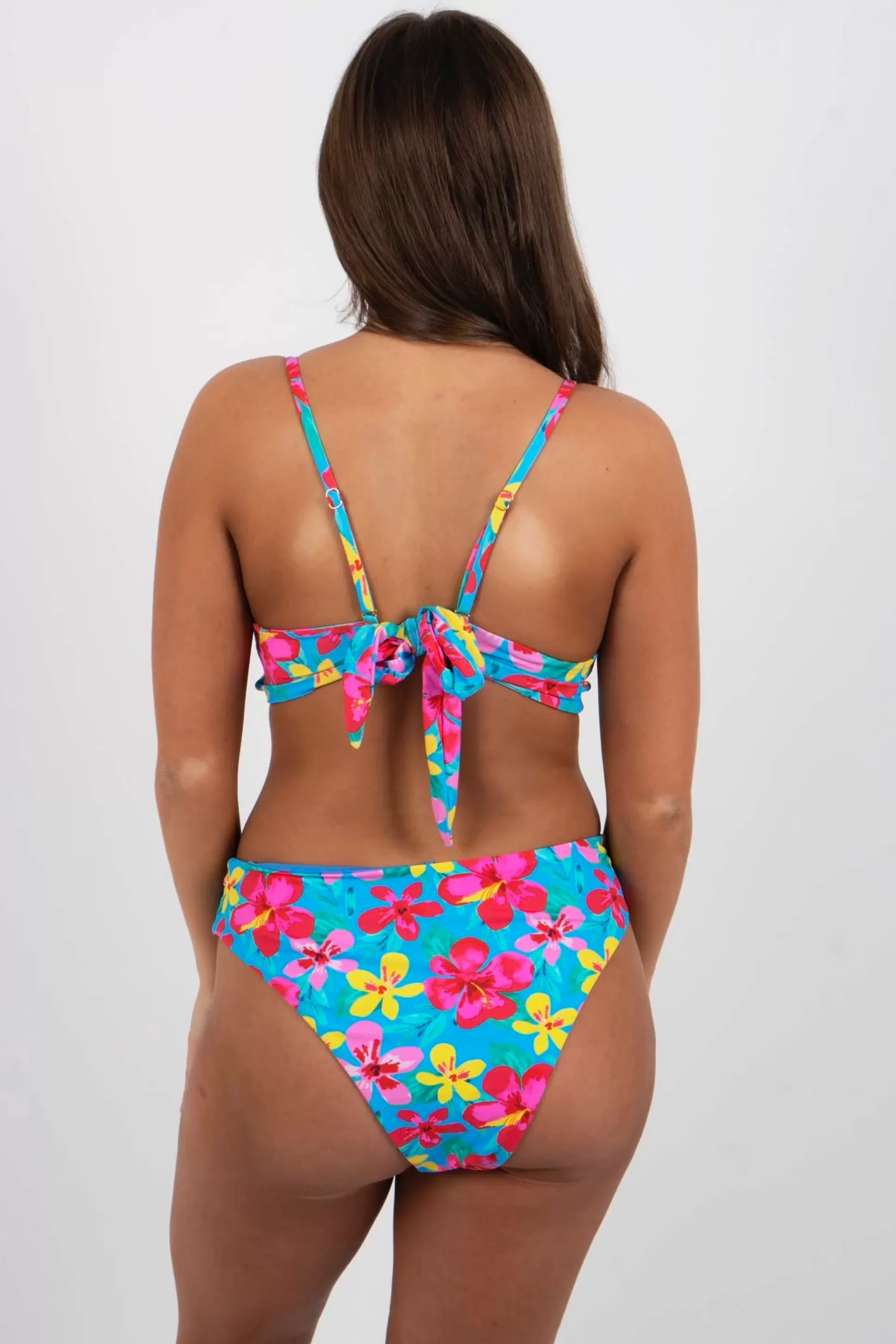 Blushing Brunette Tropical Love Bikini Bottom (Blue)>Women Two Piece Swimsuits