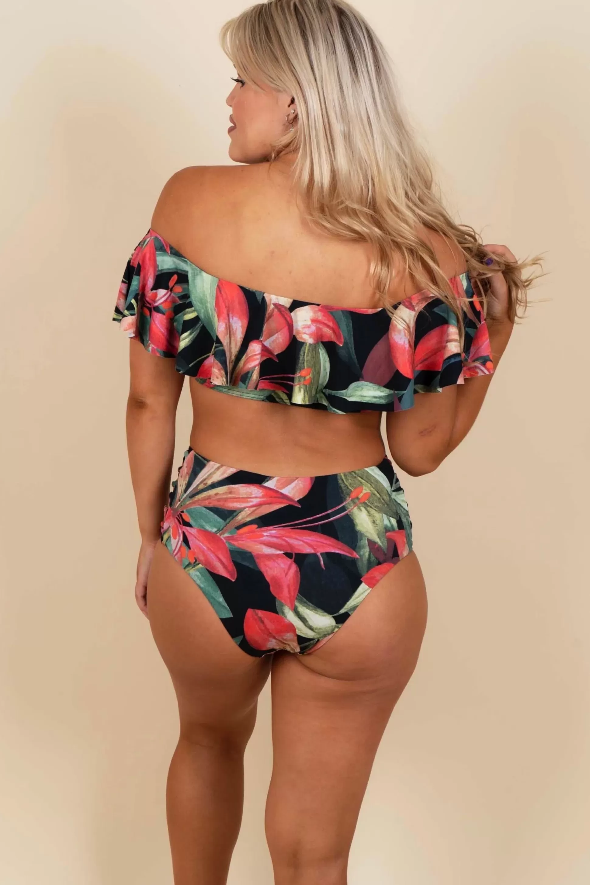 Blushing Brunette Tropical Paradise Swimsuit Bottom (Floral)>Women Two Piece Swimsuits