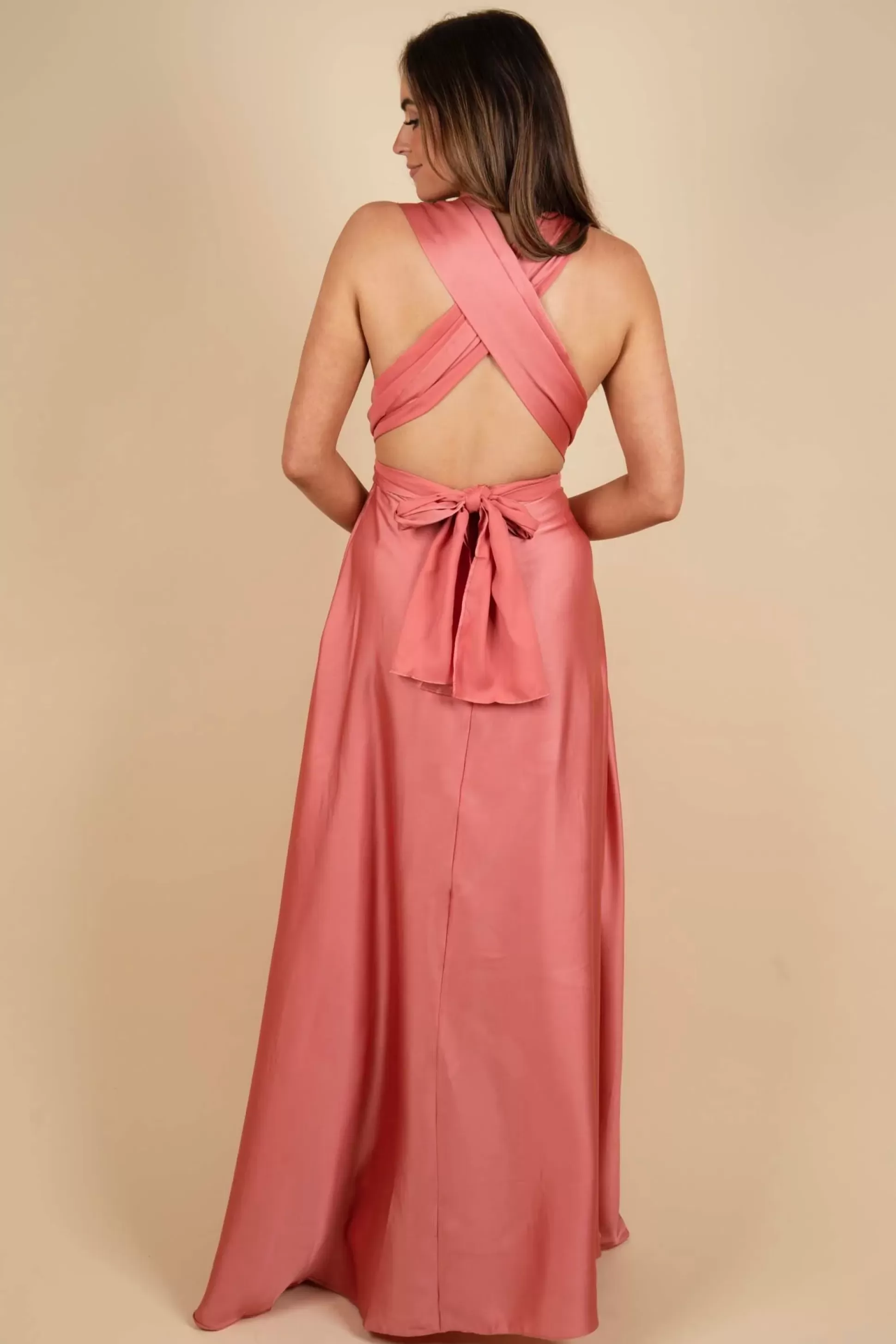 Blushing Brunette Unmatched Beauty Maxi Dress (Rose)>Women Dresses